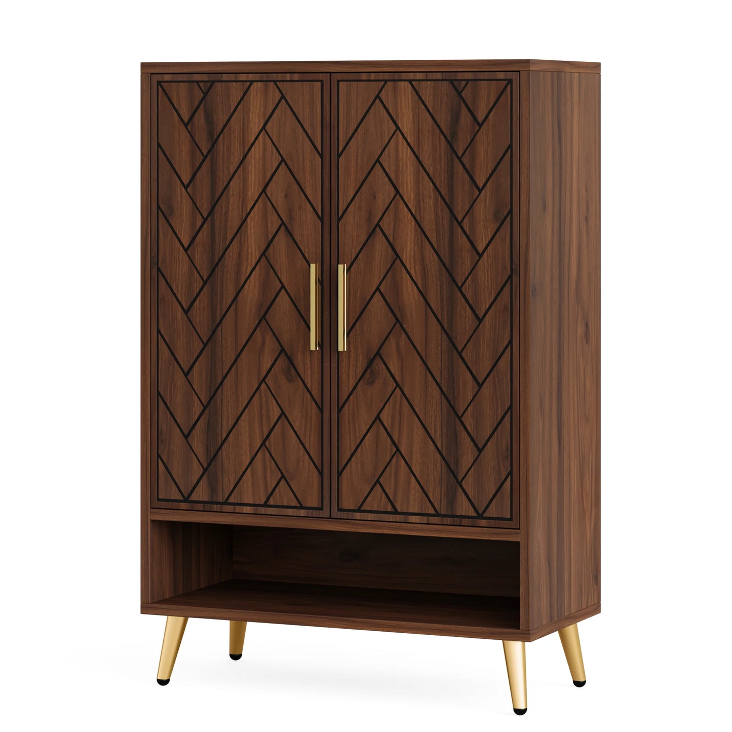Tribesigns-Meuble à chaussures à 6 niveaux avec portes, armoire de rangement pour chaussures en bois pour brochure avec étagères réglables pour l'entrée