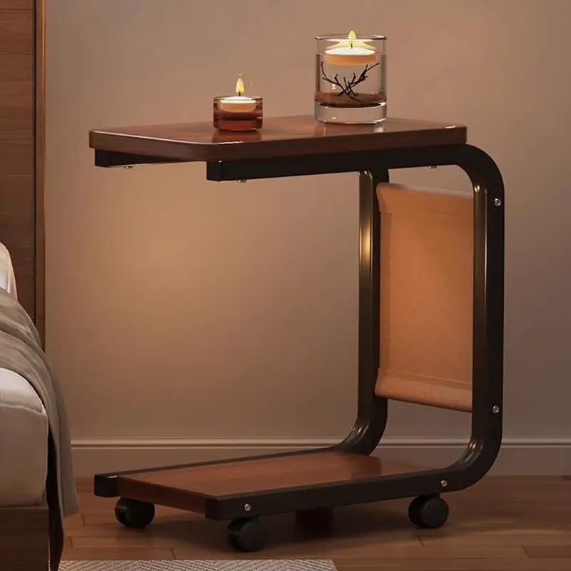 Table d'appoint de canapé en forme de C, double couche, mobile, carré simple, petite table d'appoint pour canapés, salons, zones de chevet, accessoires