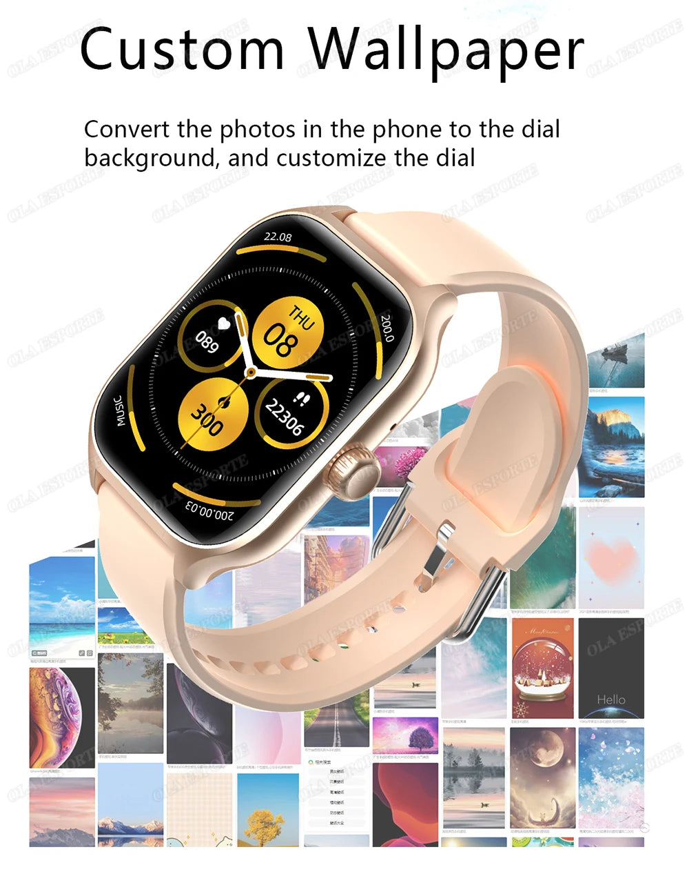 Montre intelligente pour Android IOS montres 1.83 pouces HD affichage Bluetooth appel Message alerte musique sport Mode Smartwatch hommes femmes cadeau