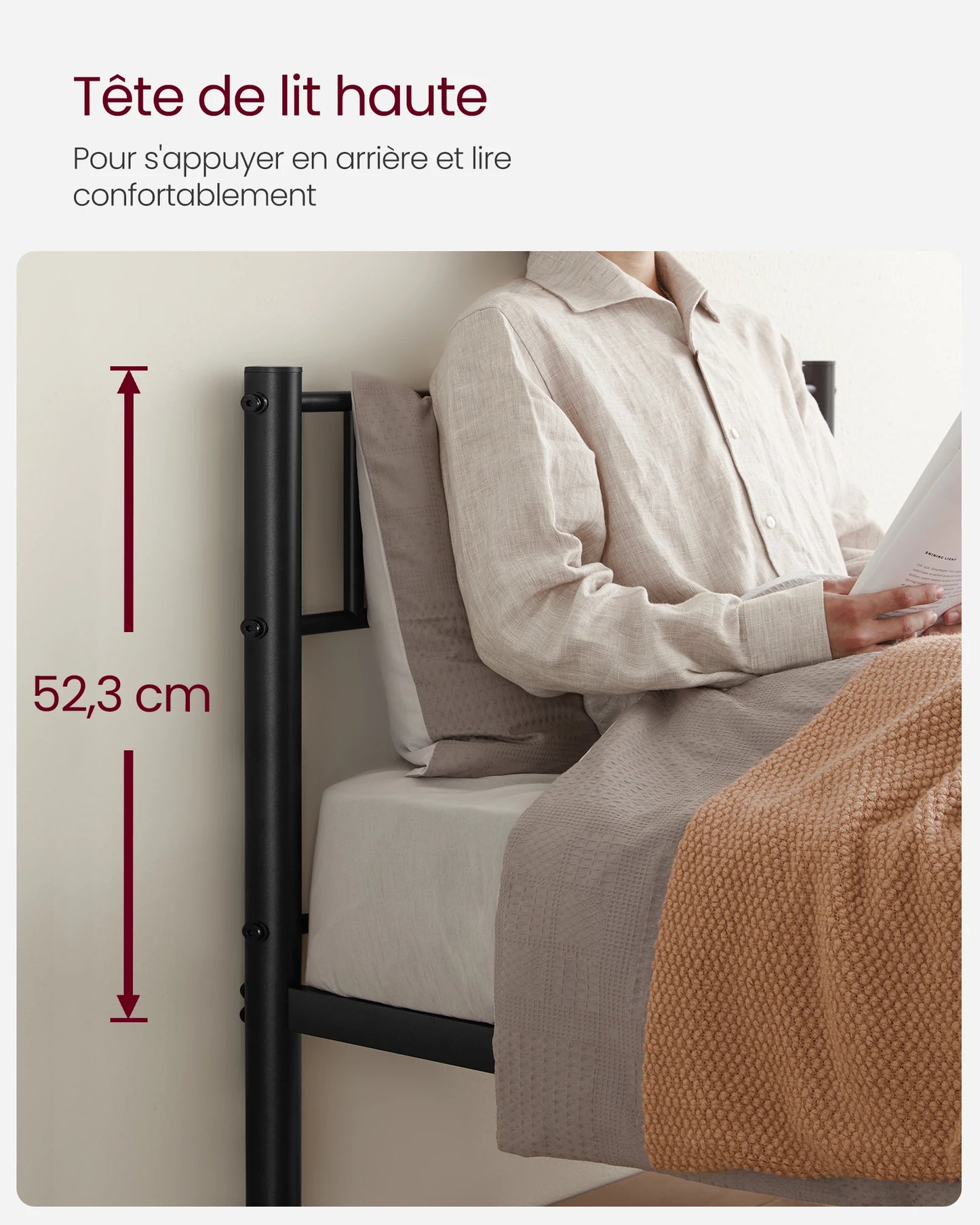 VASAGLE Single Bed Frame, Metal Bed Frame, Fits 90 x 190 cm Mattress, Easy Assembly, for Small Spaces, Guest Room, Black