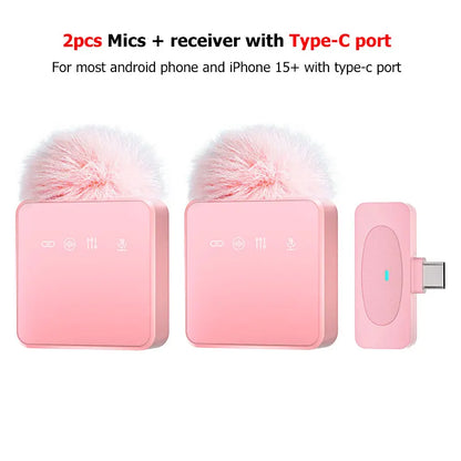 Microphone Lavalier professionnel sans fil, avec réduction du bruit, fonction d'enregistrement muet, téléphone Portable, Audio et vidéo, micro en direct