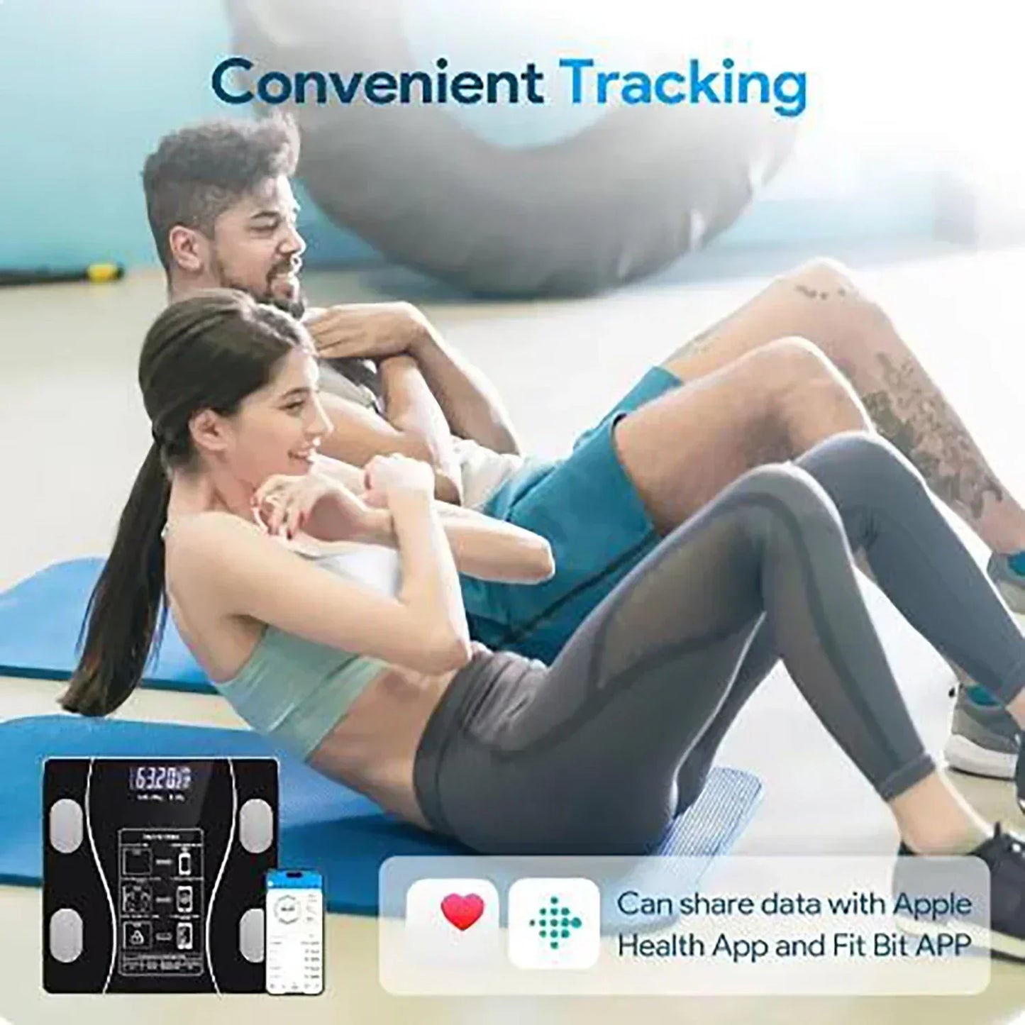 Balance de salle de bain numérique sans fil intelligente avec écran LCD – 4 technologies de détection, synchronisation des applications et conversion d'unité (kg/lbs/t)