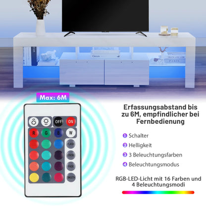 Modern White 160CM TV Cabinet for 32 to 65 inch TV With RGB LED Lights High Gloss Door TV Stand Living Room Furniture TV Cabinet