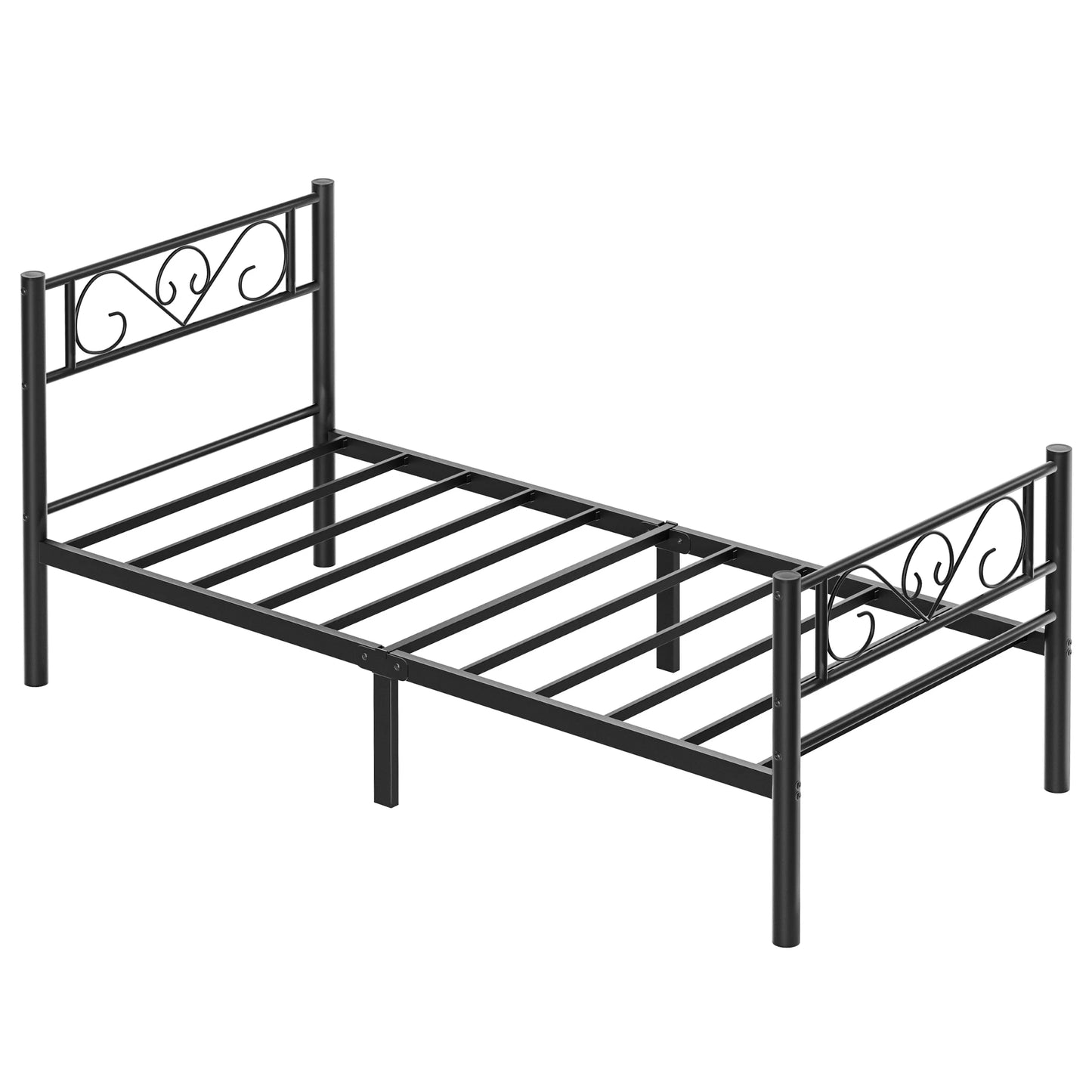 VASAGLE Single Bed Frame, Metal Bed Frame, Fits 90 x 190 cm Mattress, Easy Assembly, for Small Spaces, Guest Room, Black