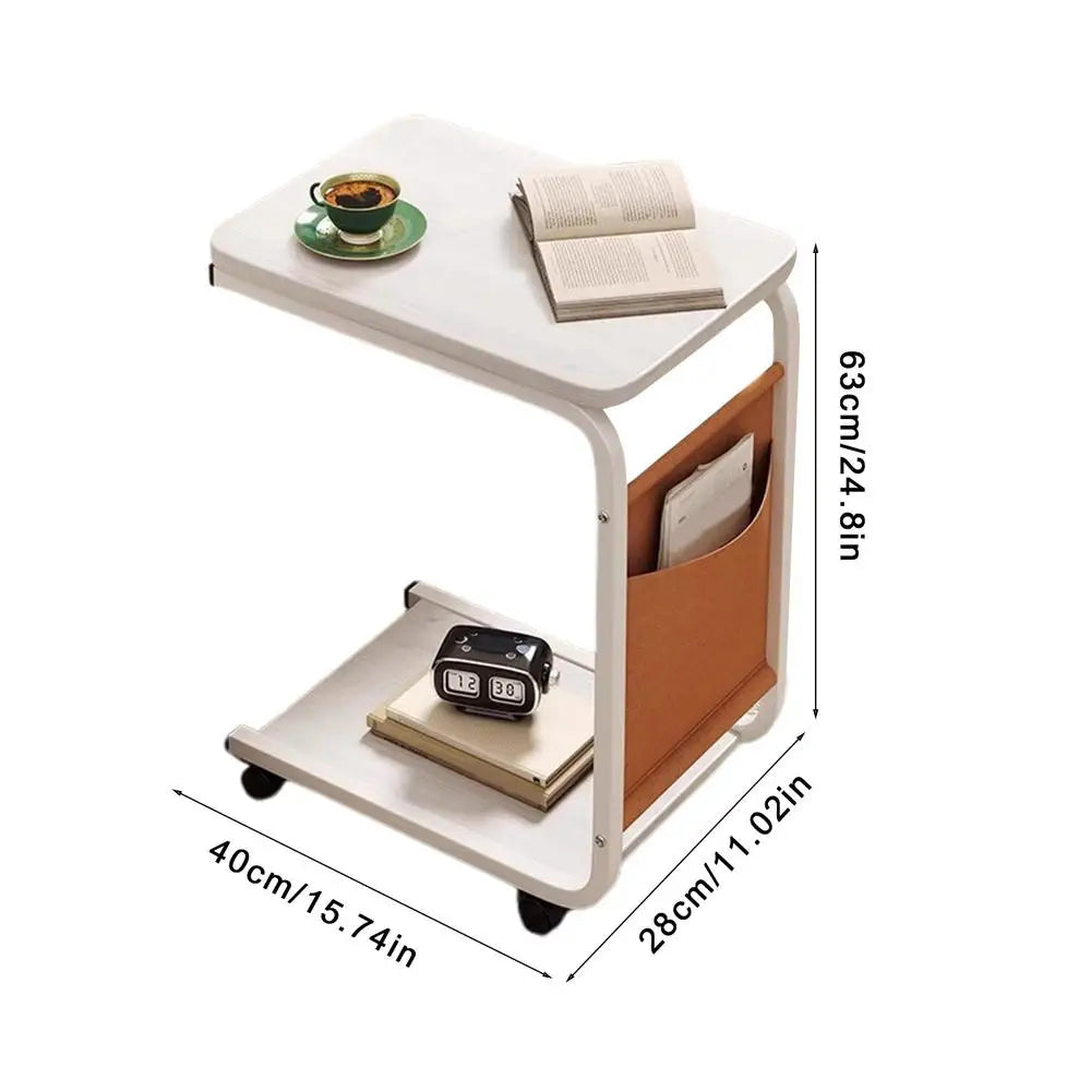 Table d'appoint de canapé en forme de C, double couche, mobile, carré simple, petite table d'appoint pour canapés, salons, zones de chevet, accessoires