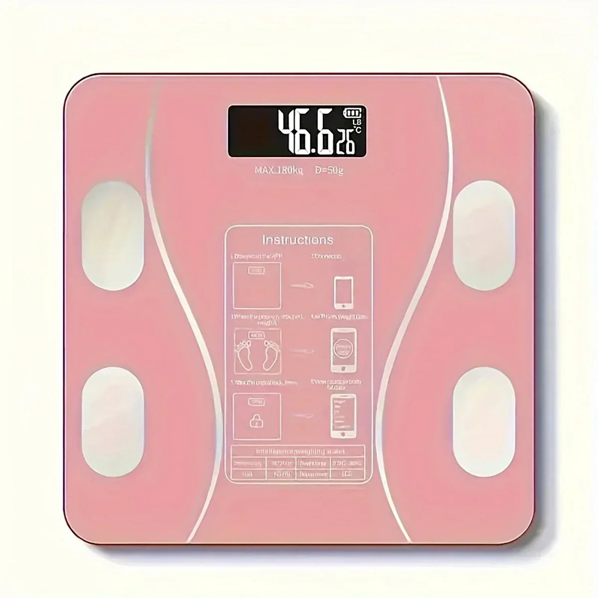 Balance de salle de bain numérique sans fil intelligente avec écran LCD – 4 technologies de détection, synchronisation des applications et conversion d'unité (kg/lbs/t)