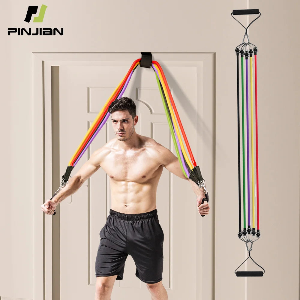 10-14 pièces/ensemble tirer corde musculation bandes de résistance ensemble multi-fonction tendeur costume musculation ceinture bandes élastiques