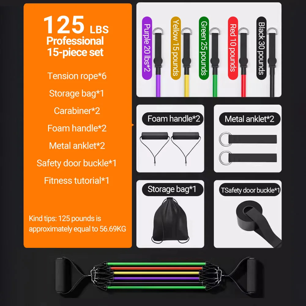 10-14 pièces/ensemble tirer corde musculation bandes de résistance ensemble multi-fonction tendeur costume musculation ceinture bandes élastiques