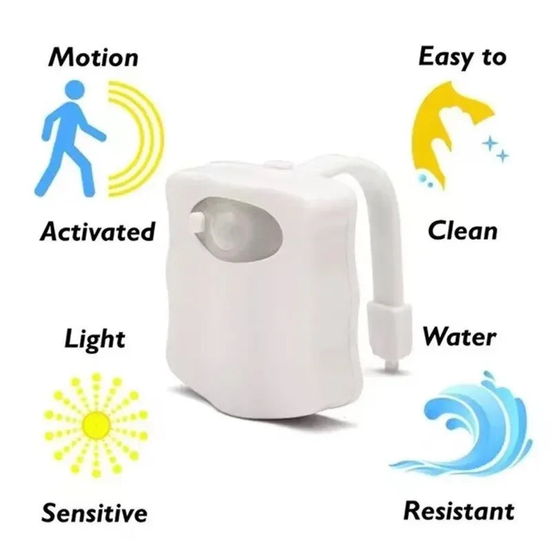 Capteur de mouvement lumière sans fil LED veilleuse RGB 8 couleurs lampe toilette salle de bain lumière d'ambiance capteur coloré LED veilleuses