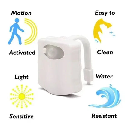 Capteur de mouvement lumière sans fil LED veilleuse RGB 8 couleurs lampe toilette salle de bain lumière d'ambiance capteur coloré LED veilleuses