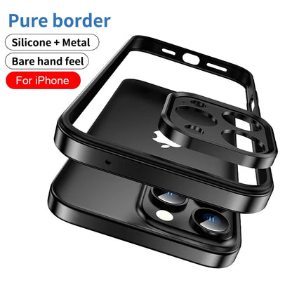 Protection de caméra + cadre hybride en Silicone, coque de téléphone en aluminium et métal pour iPhone 16 15 14 13 Pro Max, pare-chocs à meilleure chaleur