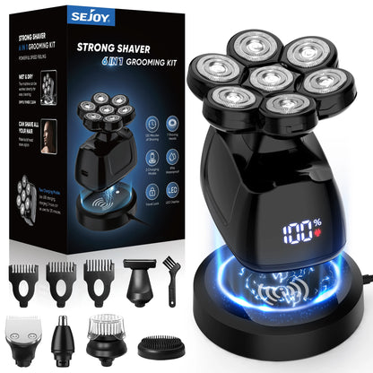 Sejoy rasoir électrique pour hommes chauve 7D rasoir magnétique tondeuse à cheveux USB Rechargeable affichage LED rasoirs à barbe étanches