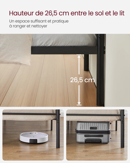 VASAGLE Single Bed Frame, Metal Bed Frame, Fits 90 x 190 cm Mattress, Easy Assembly, for Small Spaces, Guest Room, Black