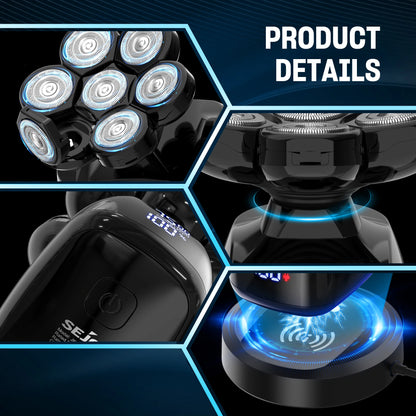 Sejoy rasoir électrique pour hommes chauve 7D rasoir magnétique tondeuse à cheveux USB Rechargeable affichage LED rasoirs à barbe étanches