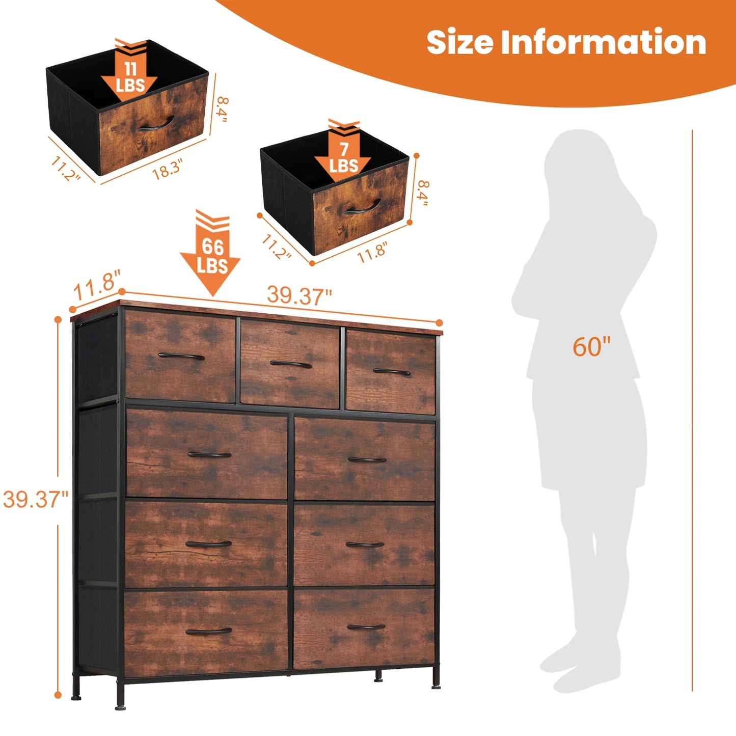 JHK commode pour chambre à coucher avec 9 tiroirs de rangement en tissu armoire grande poitrine organisateur placard adulte enfants vêtements armoire meubles