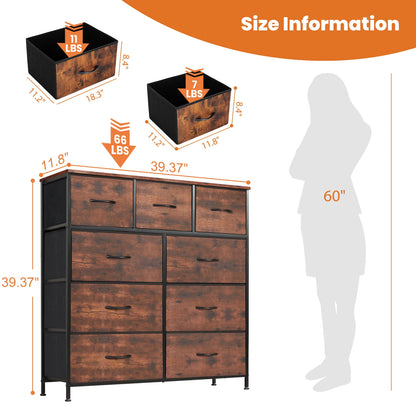 JHK commode pour chambre à coucher avec 9 tiroirs de rangement en tissu armoire grande poitrine organisateur placard adulte enfants vêtements armoire meubles