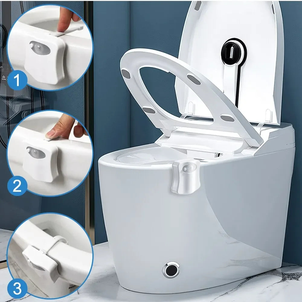 Capteur de mouvement lumière sans fil LED veilleuse RGB 8 couleurs lampe toilette salle de bain lumière d'ambiance capteur coloré LED veilleuses
