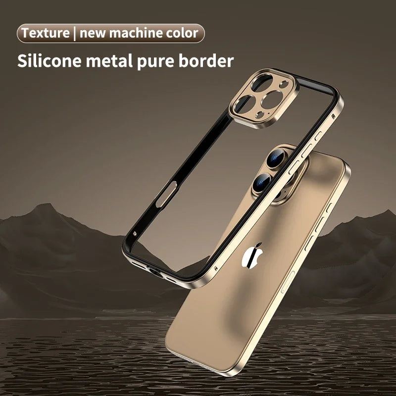 Protection de caméra + cadre hybride en Silicone, coque de téléphone en aluminium et métal pour iPhone 16 15 14 13 Pro Max, pare-chocs à meilleure chaleur