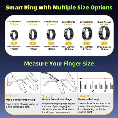 Smart Ring Gesture Swipe Control Heart Rate Blood Oxygen Monitoring Multi Sport Modes IP68 Waterproof Bluetooth Women Smartrings