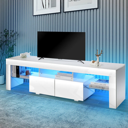 Modern White 160CM TV Cabinet for 32 to 65 inch TV With RGB LED Lights High Gloss Door TV Stand Living Room Furniture TV Cabinet