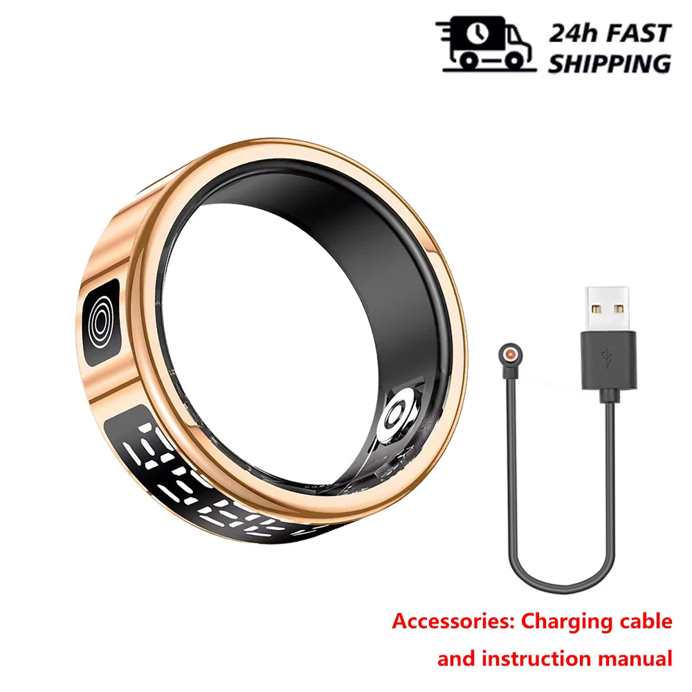 Smart Ring Gesture Swipe Control Heart Rate Blood Oxygen Monitoring Multi Sport Modes IP68 Waterproof Bluetooth Women Smartrings