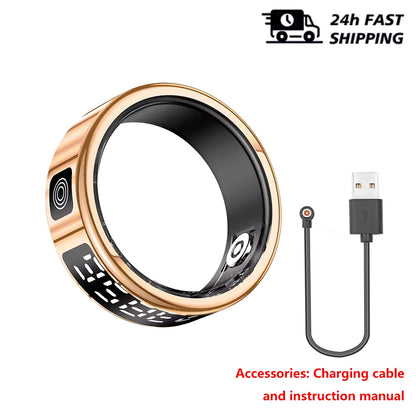 Smart Ring Gesture Swipe Control Heart Rate Blood Oxygen Monitoring Multi Sport Modes IP68 Waterproof Bluetooth Women Smartrings