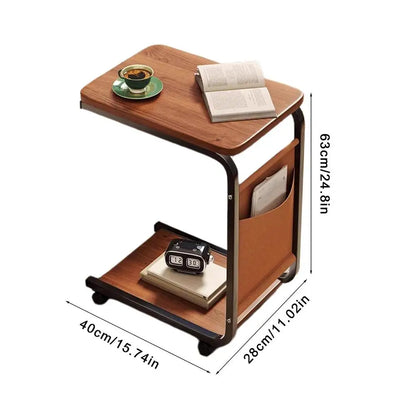 Table d'appoint de canapé en forme de C, double couche, mobile, carré simple, petite table d'appoint pour canapés, salons, zones de chevet, accessoires