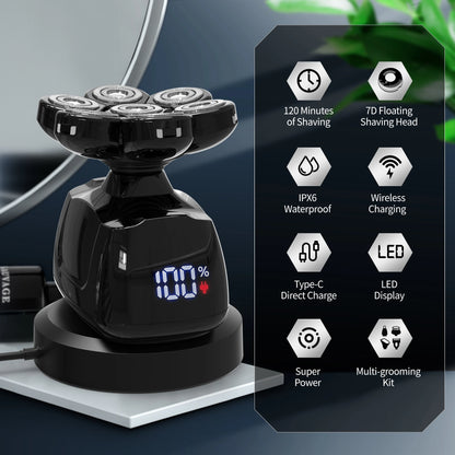 Sejoy rasoir électrique pour hommes chauve 7D rasoir magnétique tondeuse à cheveux USB Rechargeable affichage LED rasoirs à barbe étanches