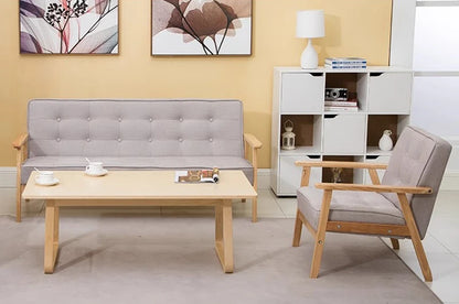 Canapé Minimaliste Moderne en Bois Massif, Canapé en Tissu, Style Nordique Original, Petit, Double, Appartement, Maison, Salon
