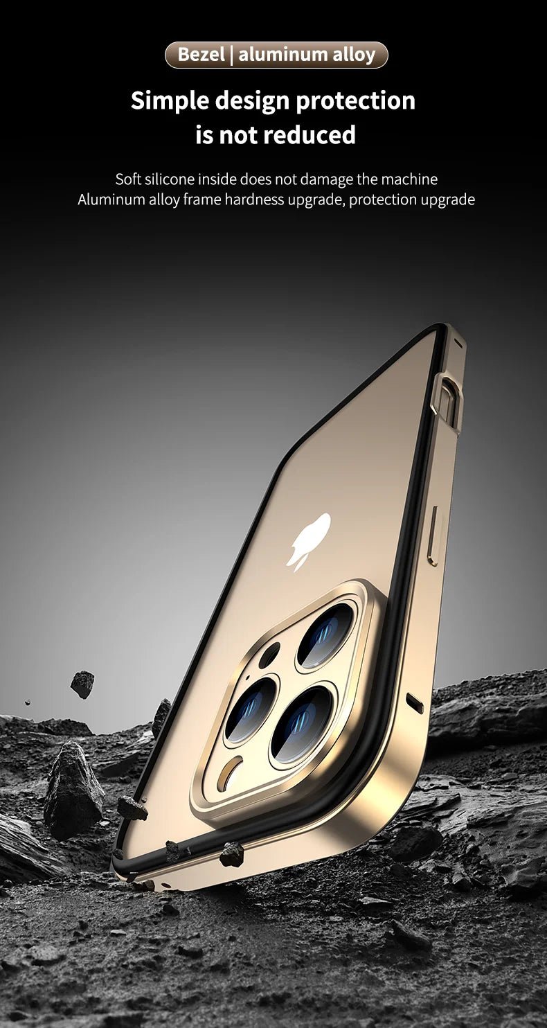Protection de caméra + cadre hybride en Silicone, coque de téléphone en aluminium et métal pour iPhone 16 15 14 13 Pro Max, pare-chocs à meilleure chaleur