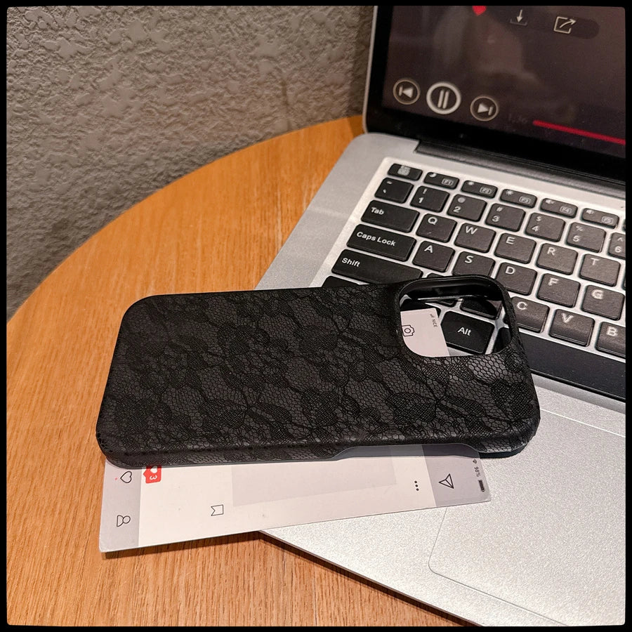 Coque de téléphone Sexy en dentelle à fleurs, étui rigide en TPU pour iPhone 17 16 15 14 13 12 11 Pro Max, coque anti-rayures, antichoc