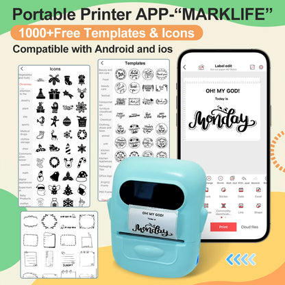 MARKLife P50 Thermal Wireless Label Printer Portable Bluetooth Sticker Mini Printer Barcode Label Maker Price Tag Printers DIY