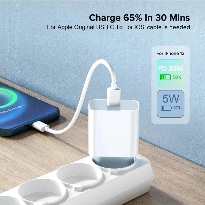 Chargeur PD 20W Charge rapide USB C chargeur pour iPhone 15 14 13 Pro Max Mini X XS Charge rapide Type C chargeur de téléphone adaptateur secteur