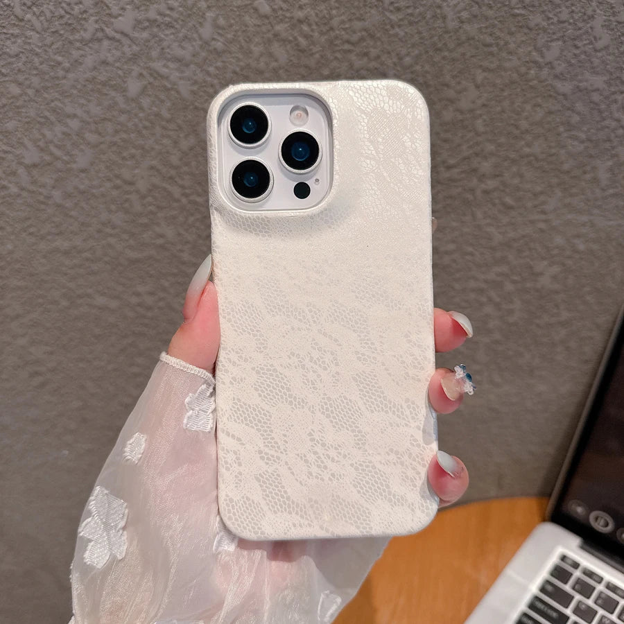 Coque de téléphone Sexy en dentelle à fleurs, étui rigide en TPU pour iPhone 17 16 15 14 13 12 11 Pro Max, coque anti-rayures, antichoc