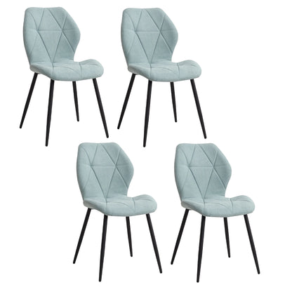 EGOONM A Set of 4 Dining Chairs Upholstered Padded Linen Fabric Kitchen Chairs Metal Legs for Balcony Restaurant  Dining Room