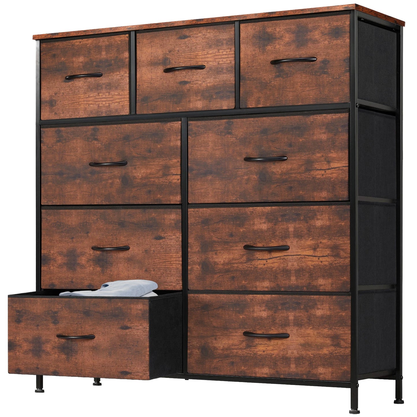 JHK commode pour chambre à coucher avec 9 tiroirs de rangement en tissu armoire grande poitrine organisateur placard adulte enfants vêtements armoire meubles