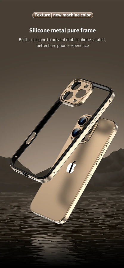 Protection de caméra + cadre hybride en Silicone, coque de téléphone en aluminium et métal pour iPhone 16 15 14 13 Pro Max, pare-chocs à meilleure chaleur