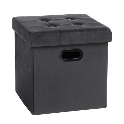 Repose-pieds en similicuir avec boîte de rangement, tabouret pliable, banc de siège à la maison, blanc et noir, poitrine cubique, 1PC