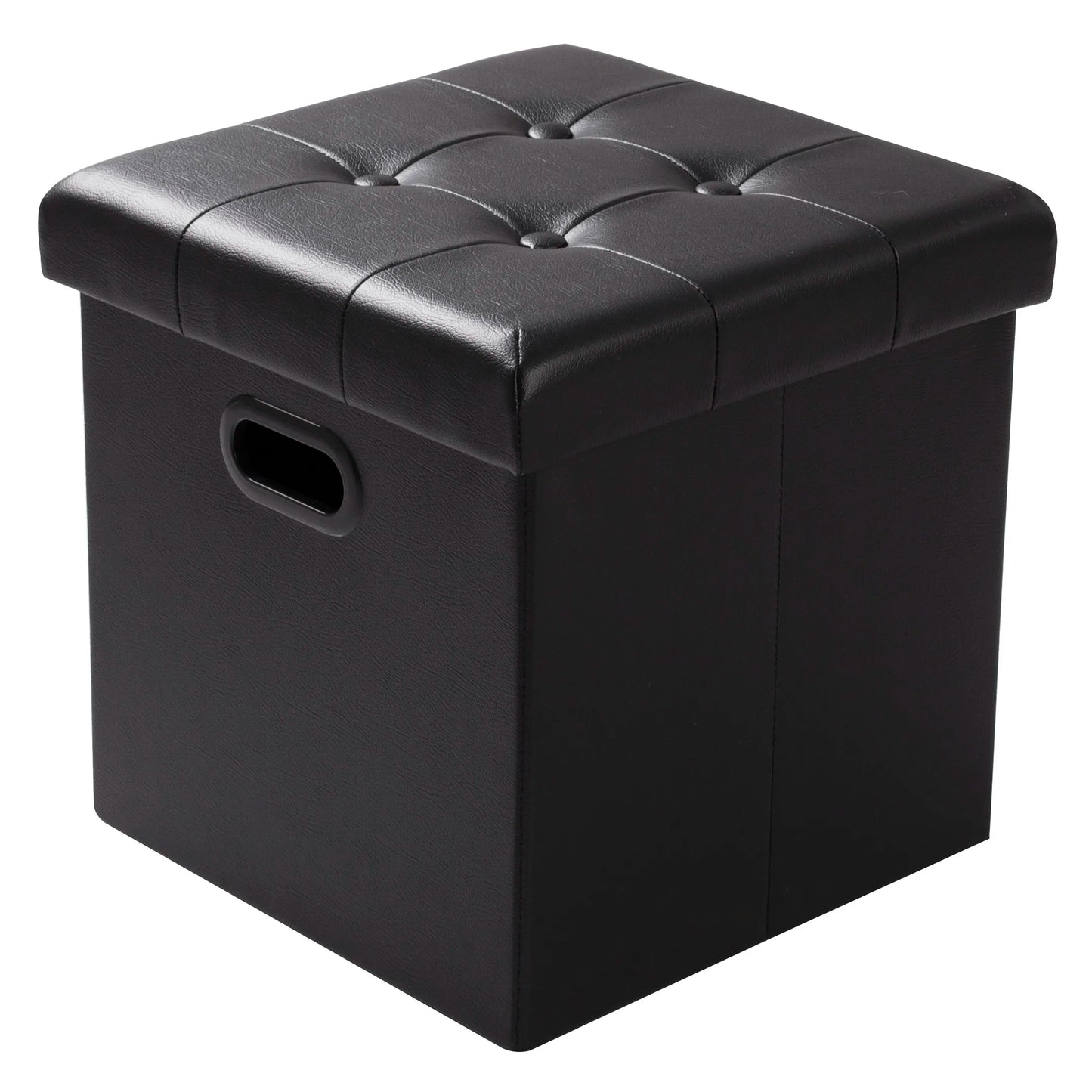 Repose-pieds en similicuir avec boîte de rangement, tabouret pliable, banc de siège à la maison, blanc et noir, poitrine cubique, 1PC