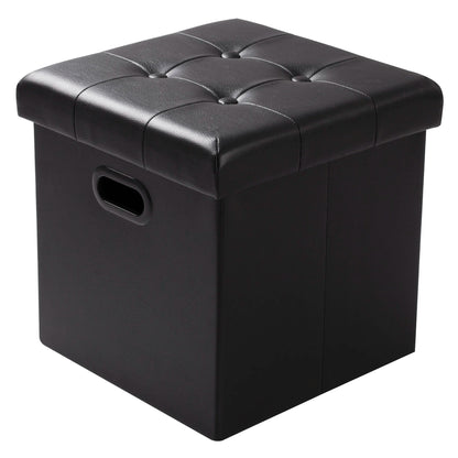 Repose-pieds en similicuir avec boîte de rangement, tabouret pliable, banc de siège à la maison, blanc et noir, poitrine cubique, 1PC