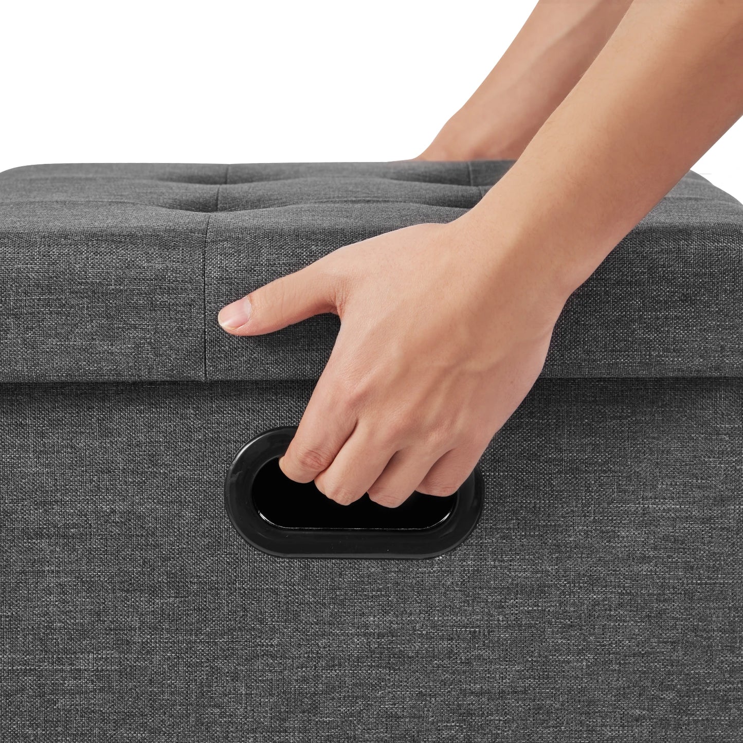 Repose-pieds en similicuir avec boîte de rangement, tabouret pliable, banc de siège à la maison, blanc et noir, poitrine cubique, 1PC
