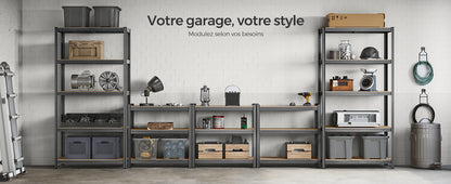 Étagère Charge Lourde à 5 Niveaux, Montage sans Vis,  Capacité 750 kg, 60 x 120 x 200 cm