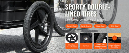 SucceBuy Remorque de chargement de vélo 88 lb Chariot de chariot de vélo de rangement pliable avec roues de 16" et réflecteurs sûrs pour roues de vélo de 24" à 28"